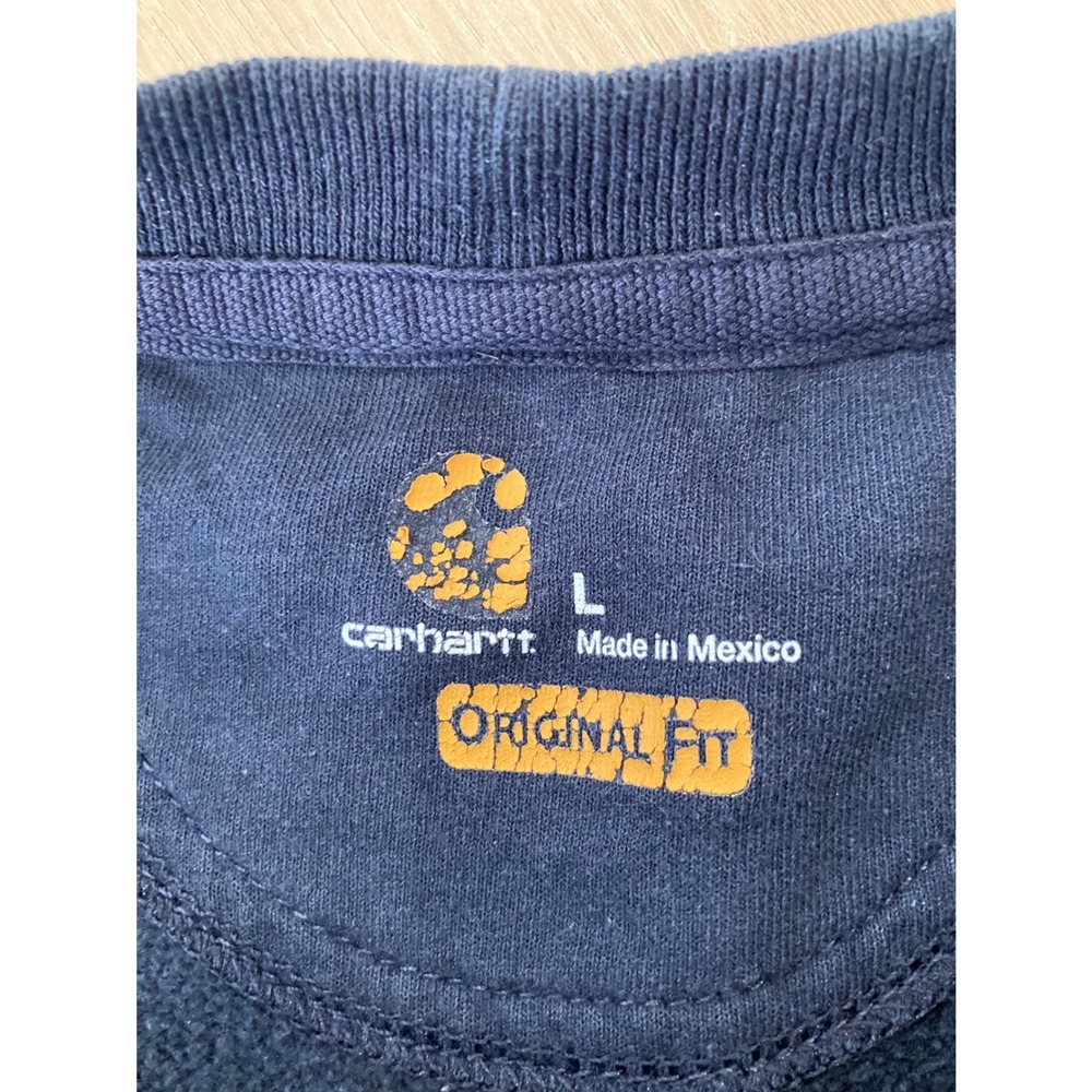 Carhartt Mens Navy Blue Original Fit Crewneck Sweatshirt Size L - Picture 3 of 6